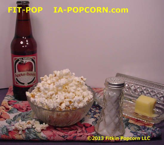 Bowl of FIT-POP Yellow Popcorn & Apple Beer